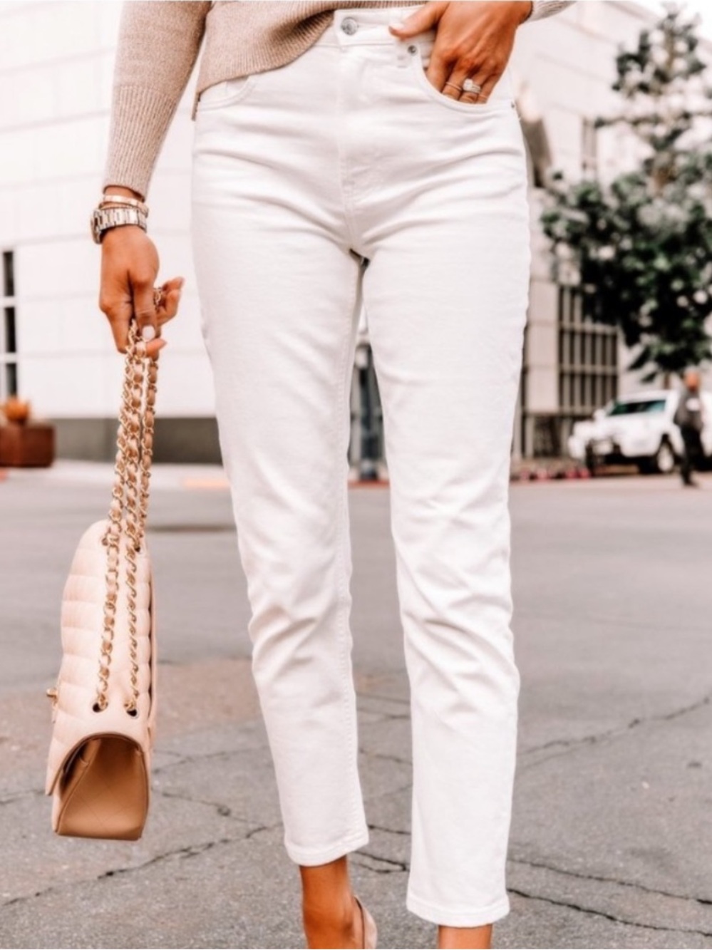 Everlane The Cheeky Jean Crop White
